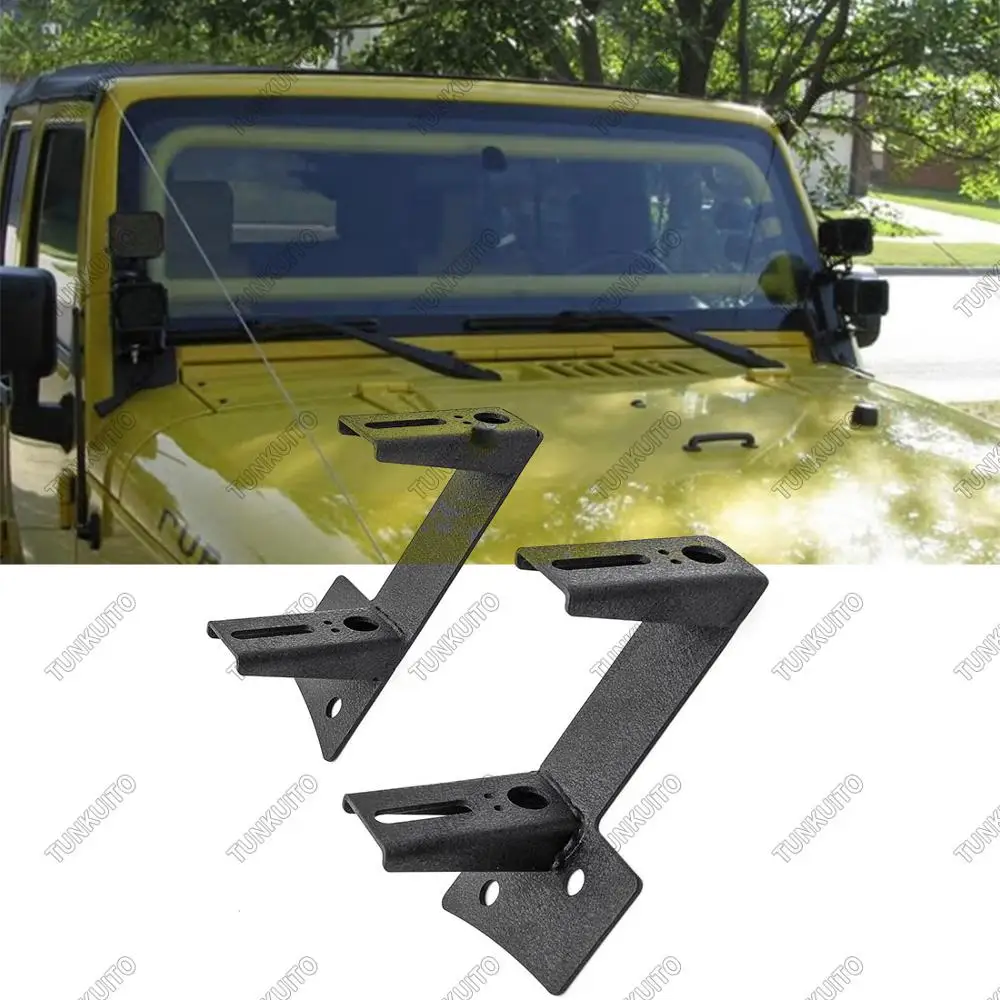 1 Pair Black Dual A-Pillar Mounting Brackets for LED Light Bar Work lights Fit 2007-2017 Jeep Wrangler JK/JKU 2DR 4DR