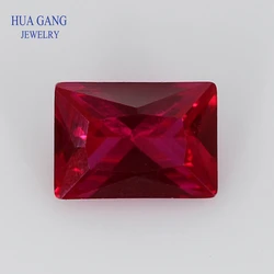 5# Red Stone Rectangle Shape Princess Cut Synthetic Corundum Gems stone For jewelry Size 2x3~10x14mm