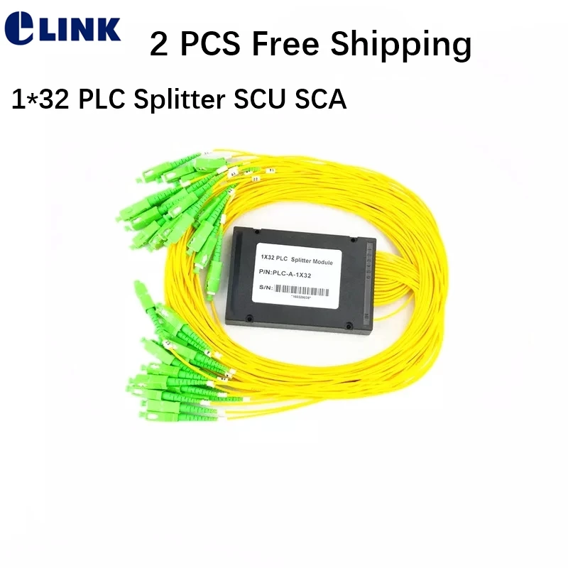 

1*32 PLC splitter ABS box type SC FC 1mtr 2.0mm 3.0mm yellow cable 1X32 Cassette FTTH coupler ODN free shipping factory 2PCS