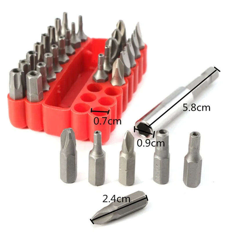 33pcs Electric Screwdriver Bit Set Torq Torx Hex Star Tamper Proof Screwdrivers Bit Spanner Extension Hand tools DAJ016