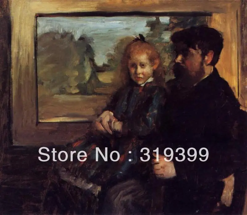 

100% handmade famous Oil Painting Reproduction on Linen Canvas,Henri Rouart and His Daughter by edgar degas,Free Shipping