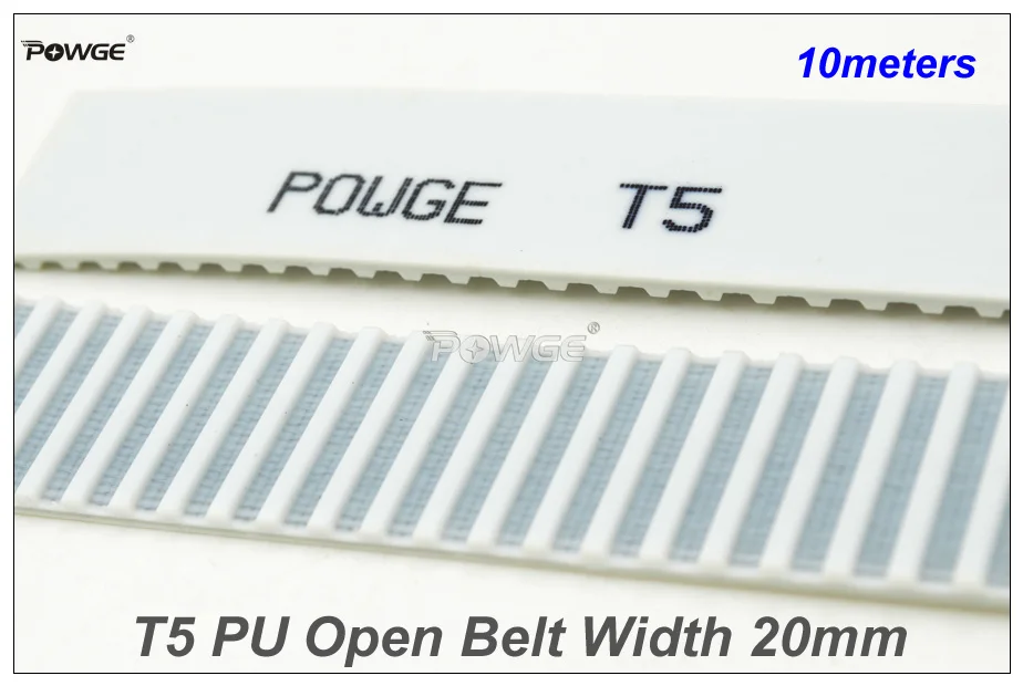 

POWGE 10meters T5 Open-End Timing Belt W=20mm T5-20 PU With Steel Core T5 20 Synchronous Belt Fit T5 Pulley For CNC RepRap