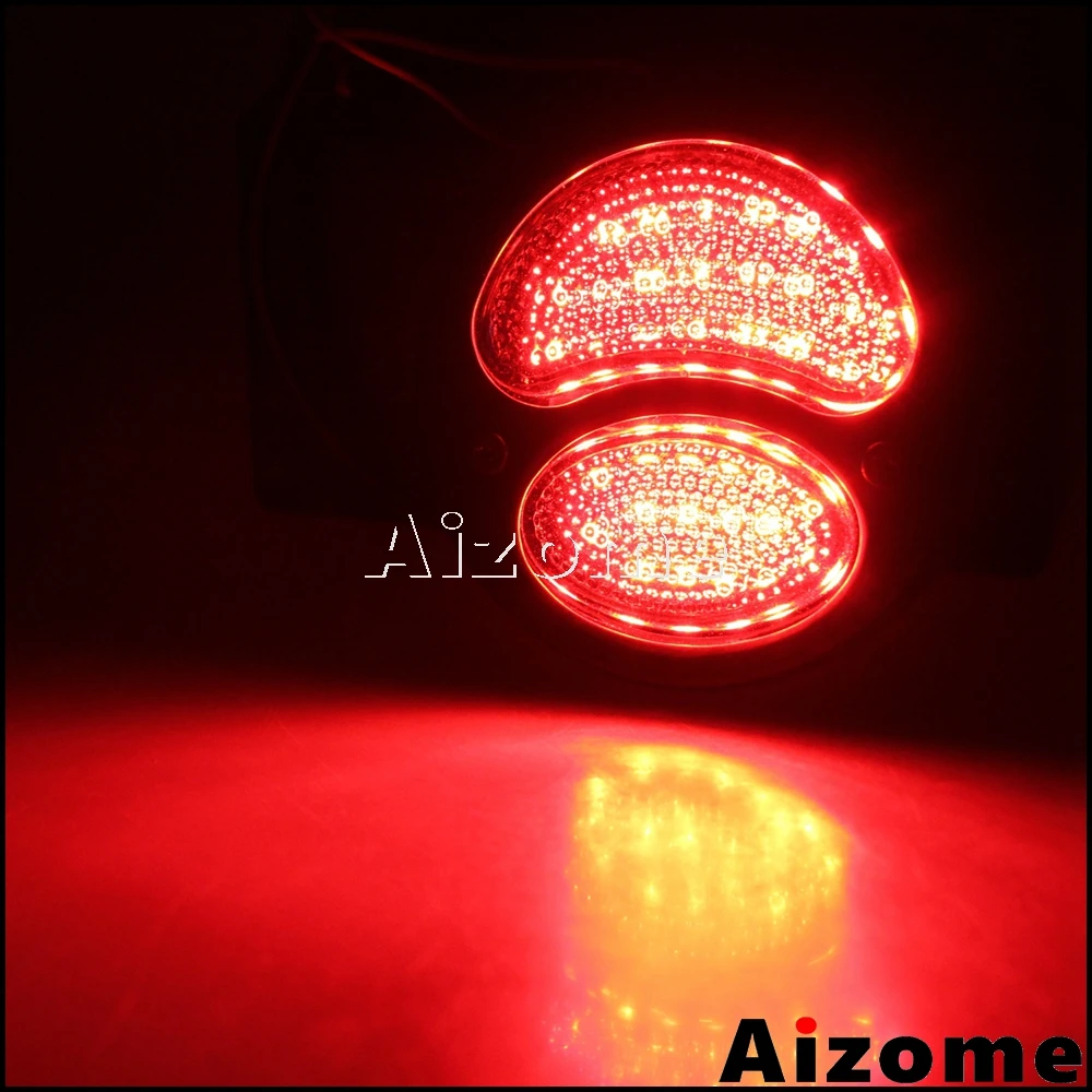 Chrome Red Motorcycle LED Tail Light For Harley Chopper Bobber Cafe Racer Duolamp Vintage Rear Stop Lamp Brake Light