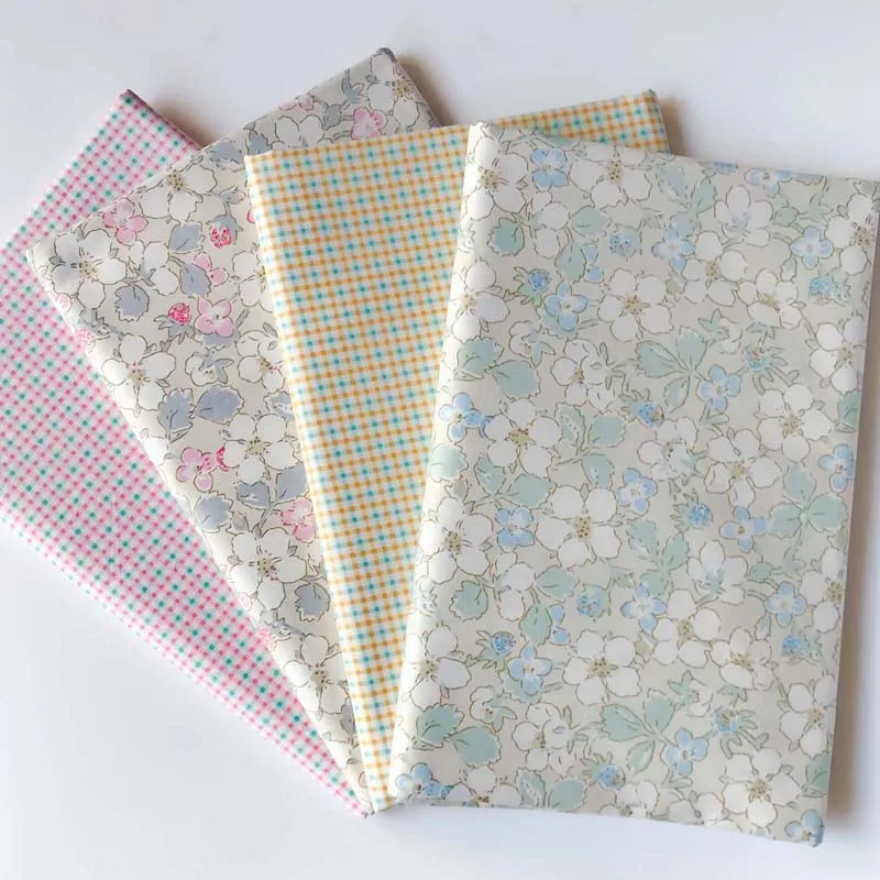 160 سنتيمتر * 50 سنتيمتر القطن القماش الوردي الأزرق الأبيض الزهور الزهور تحقق النسيج ل DIY سرير الطفل الفراش الملابس بلوزة ديكور العمل اليدوي