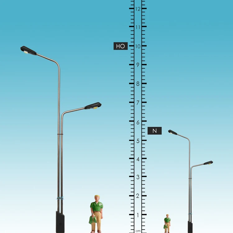 3PCS Led Modeling Lamp Post 12V Street Lights HO N TT Scale LED Modern Style Boulevard/Highway/Parking Area/Train Layout