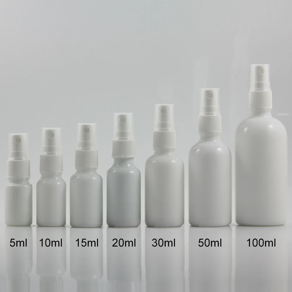 

30pcs 30ml white Glass travel refillable perfume bottle with white plastic atomiser spray, 1 ounce mist glass perfume container