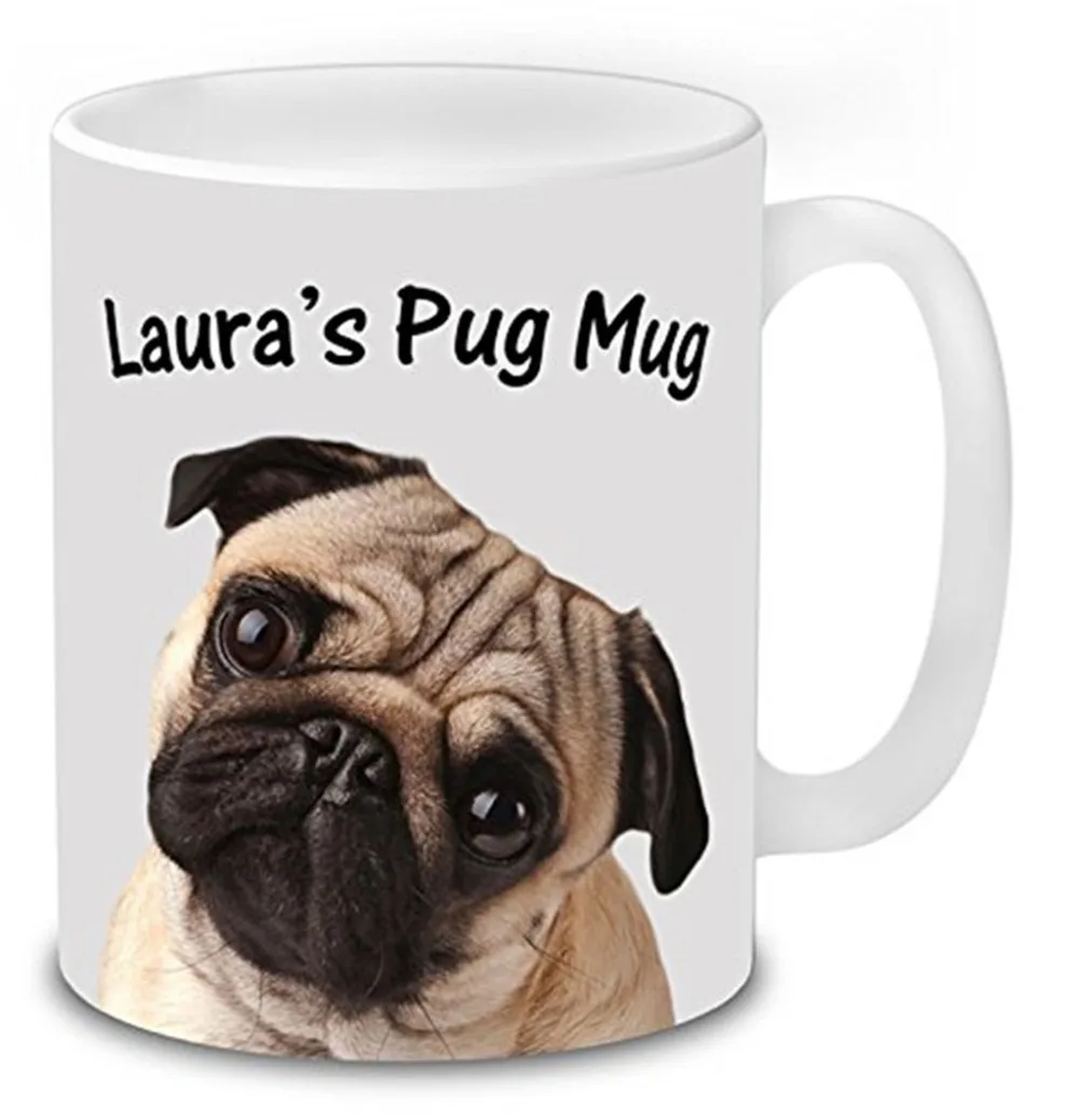 Click to open expanded view Personalised Cute Pug Mug Coffee Tea Funny Mugs Novelty Gifts idea Dog Print Work Office Secret San