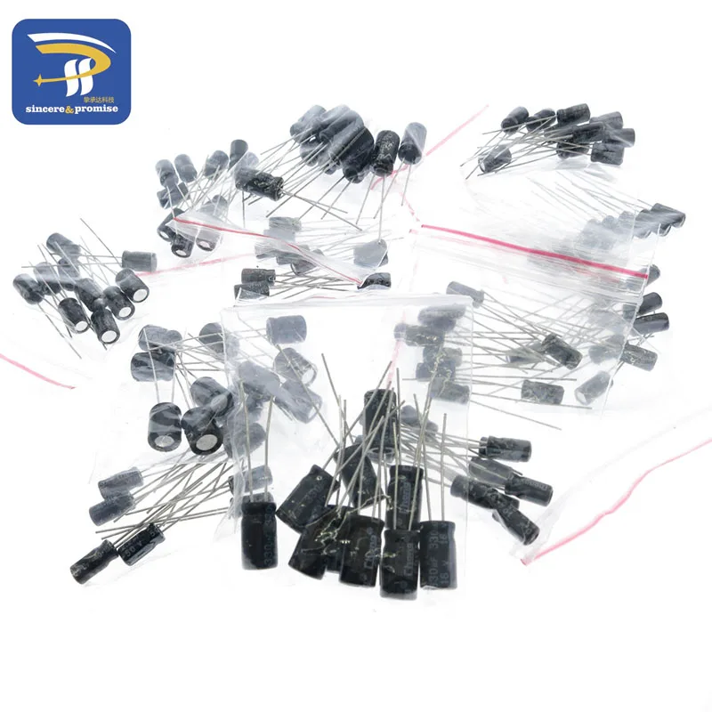 120Pcs 12Value Kit 0.22UF-470UF Set Aluminum Electrolytic Capacitor Package 16V-50V 0.47UF 4.7UF 1UF 2.2UF 10UF 33UF 100UF 220UF