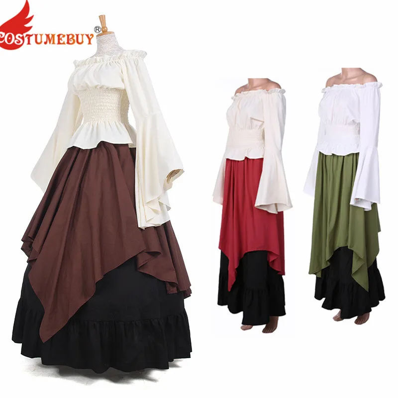 Costumebuy Classical Medieval Central European Style Female Cosplay Costumes Halloween Carnival Women Cosplay Retro Style Dress