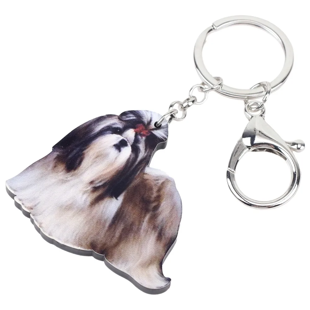 WEVENI Acrylic Original Shih Tzu Dog Key Chains Animal Keychain For Women Girls Female Holder Car Key Charms Kids Gift Drop Ship