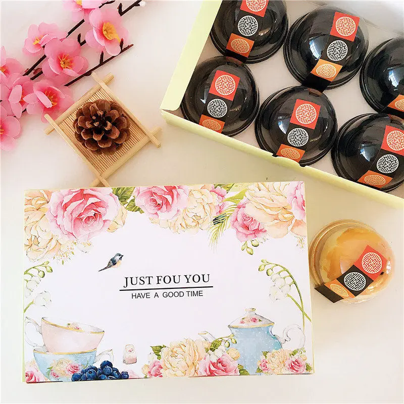 

300pcs feather egg yolk crisp packing box moon cake box Cranberry cookies box