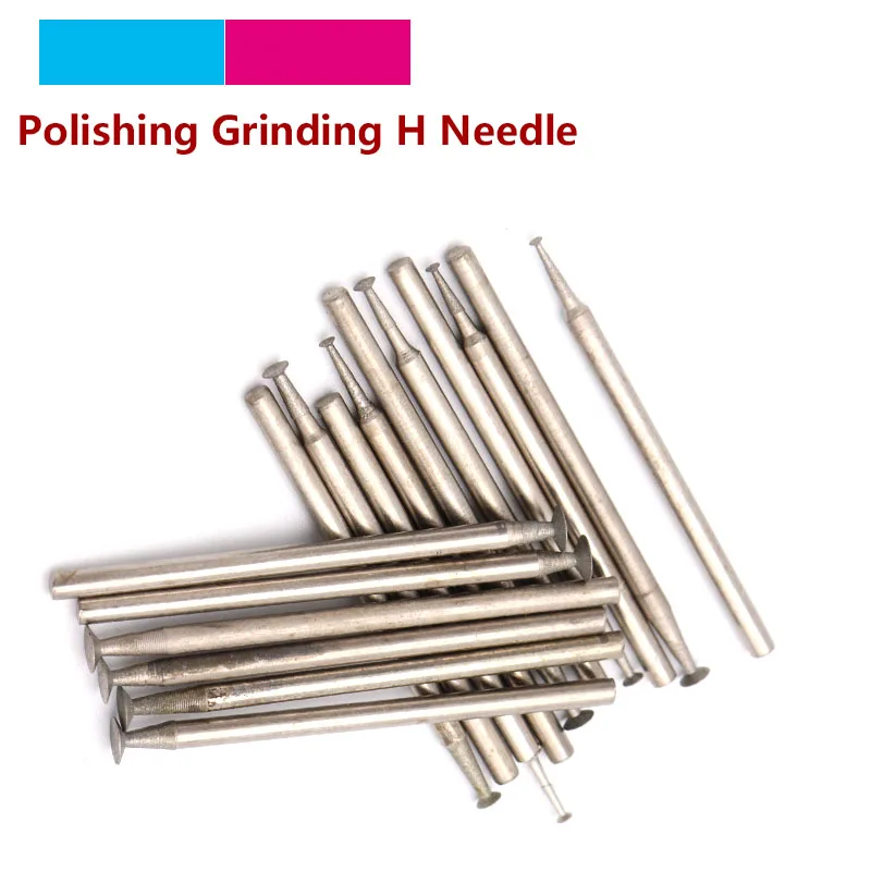 

10pcs 2.35mm Shank Emery Polishing Diamond Grinding Head Mounted Points Jade Carving Burrs H Needle For Dremel Rotary Tools