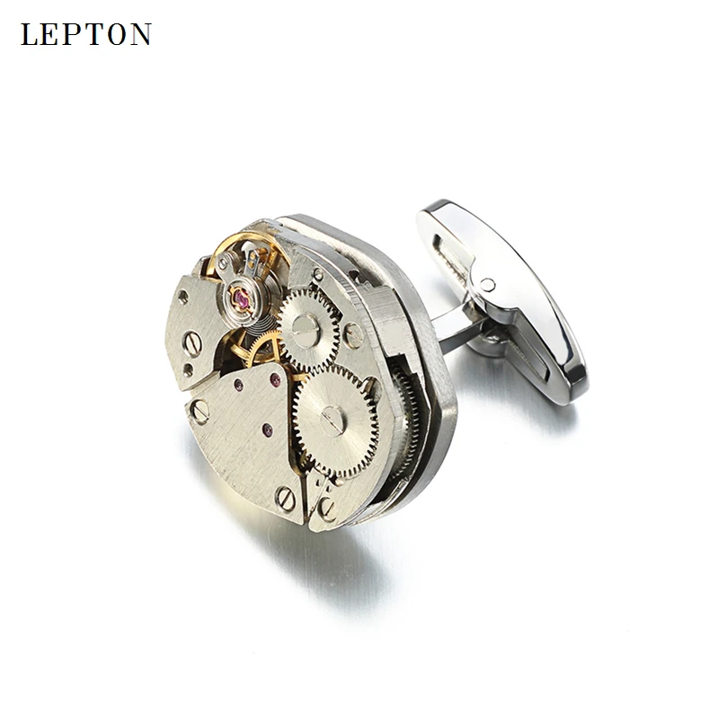 

Hot Immovable Watch Movement Cufflinks for Mens Can't Move Watch Mechanism Cuff links Stainless Steel Steampunk Gear Cufflinks