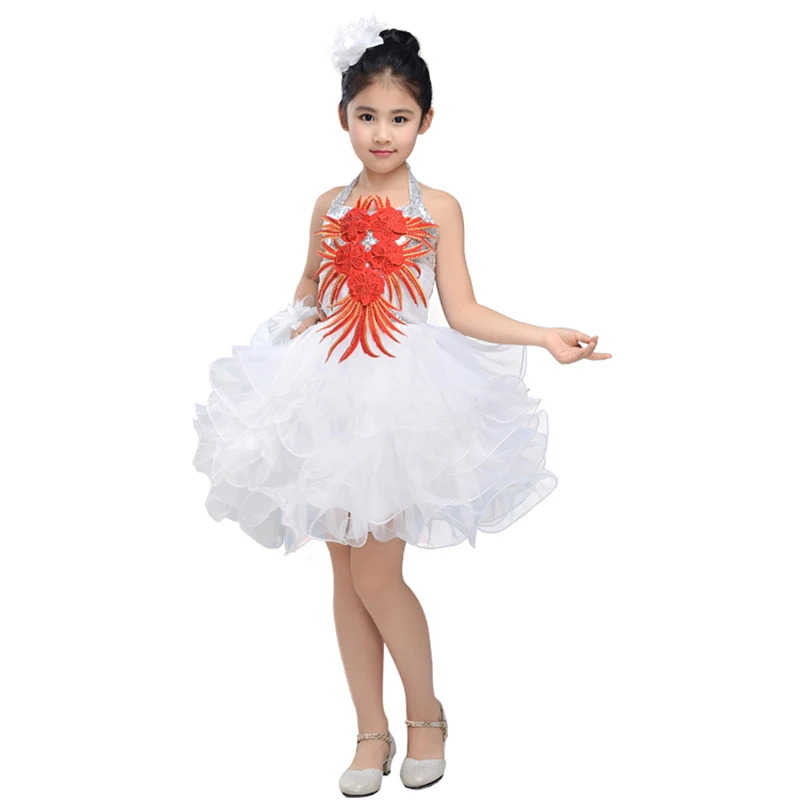 Children Jazz Dance Girl Stage Costumes sequins Cute Tutu performance clothing net yarn skirt Hip Hop Stage Dancing Suits