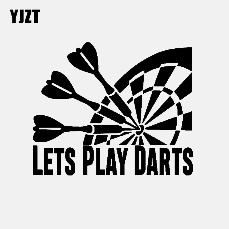 YJZT 15.3CM*12.6CM Interesting Car-styling Lets Play Darts Car Sticker Decal Black Silver Vinyl C11-2122