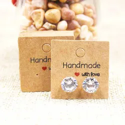 100PCS DIY white/kraft paper handmade stud earring tag square shape small cute earring packing display tag card