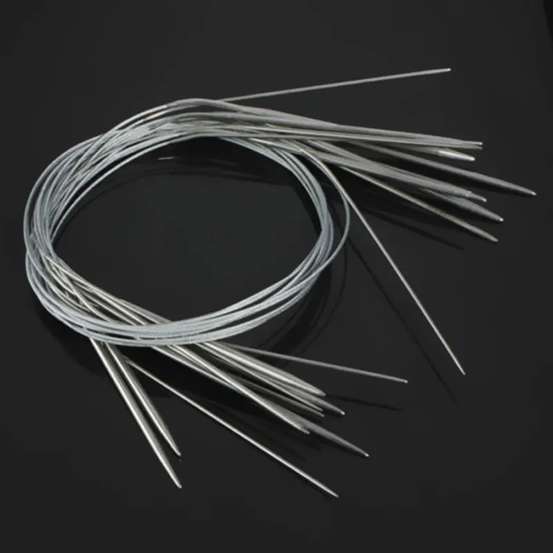 11Pcs 80cm ferri da maglia circolari ferri da maglia all'uncinetto in acciaio inossidabile perni per tessitura all'uncinetto strumenti per ricamo