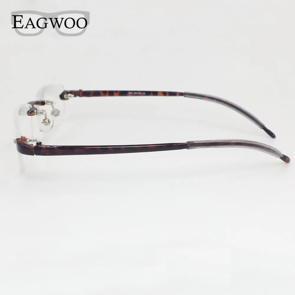 EAGWOO Plastic TR Eyeglasses Rimless Optical Glasses Men Women Plain Spectacles Reading Myopia Vision Glasses Frame Shadow 082