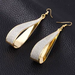 Europe And America Scrub Drop Earrings Geometric Fashion Circle Long Earrings Women's Jewelry Wholesale And Retail Brincos