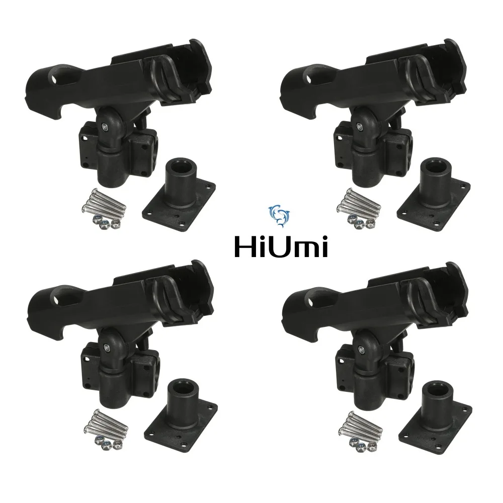 HiUmi 4 Pack Rest Adjustable Removable 360 degree Fishing Kayak Boat Rod Holder Support Tools Accessories Pole Bracket