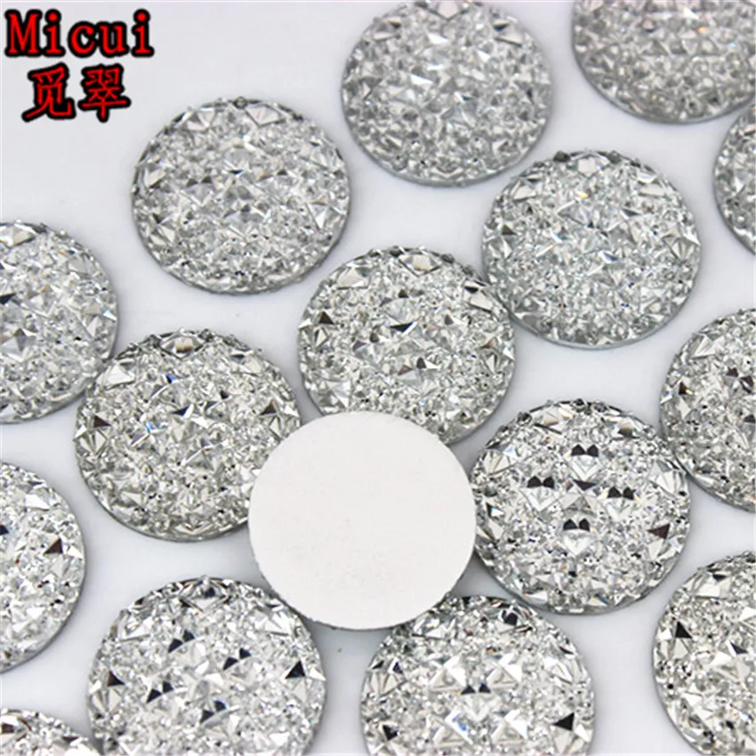 Micui 50pcs 20mmCrystal Resin Round flatback Resin Rhinestones Stone Beads Scrapbooking crafts Jewelry Accessories MC414