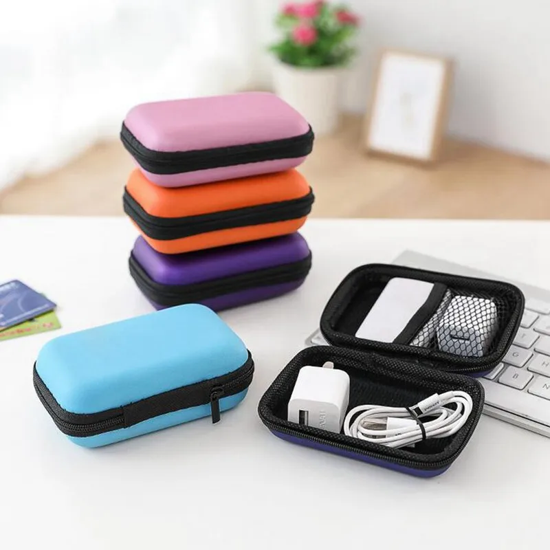 New Colorful Headphones Earphone Bag Cable Earbuds Storage Hard Case Travel Key Coin Bag SD Card Holder Box