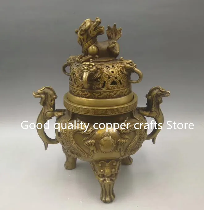 

Collect archaize brass carving dragon Incense burner crafts statue