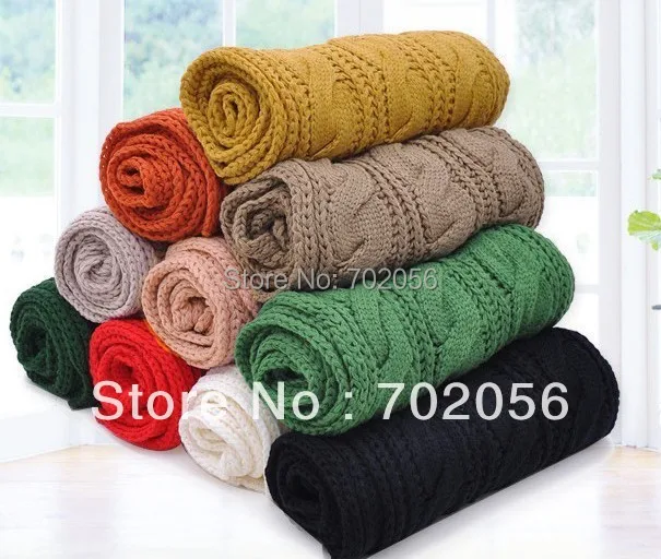 2015 winter knited solid scarves shawl poncho Scarf Sarongs Hijabs Bandanas 200*30cm weight about 300grams 9pcs/lot #3375