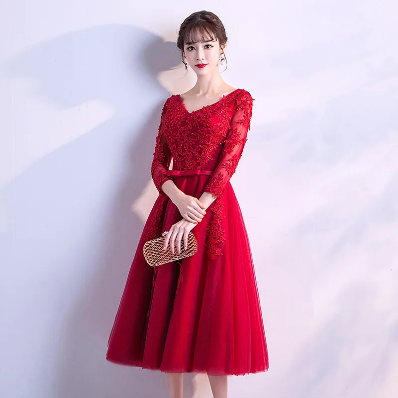 Customized Long Sleeves Beaded Evening Dresses Party Elegant  tulle Vestidos De Festa Vestido Longo Robe De Soiree 2018 New