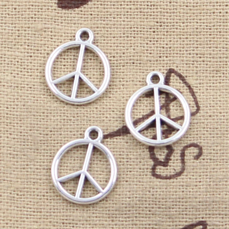 50pcs Charms Lovely Peace 14x12mm Antique Silver Color Plated Pendants Making DIY Handmade Tibetan Silver Color Jewelry