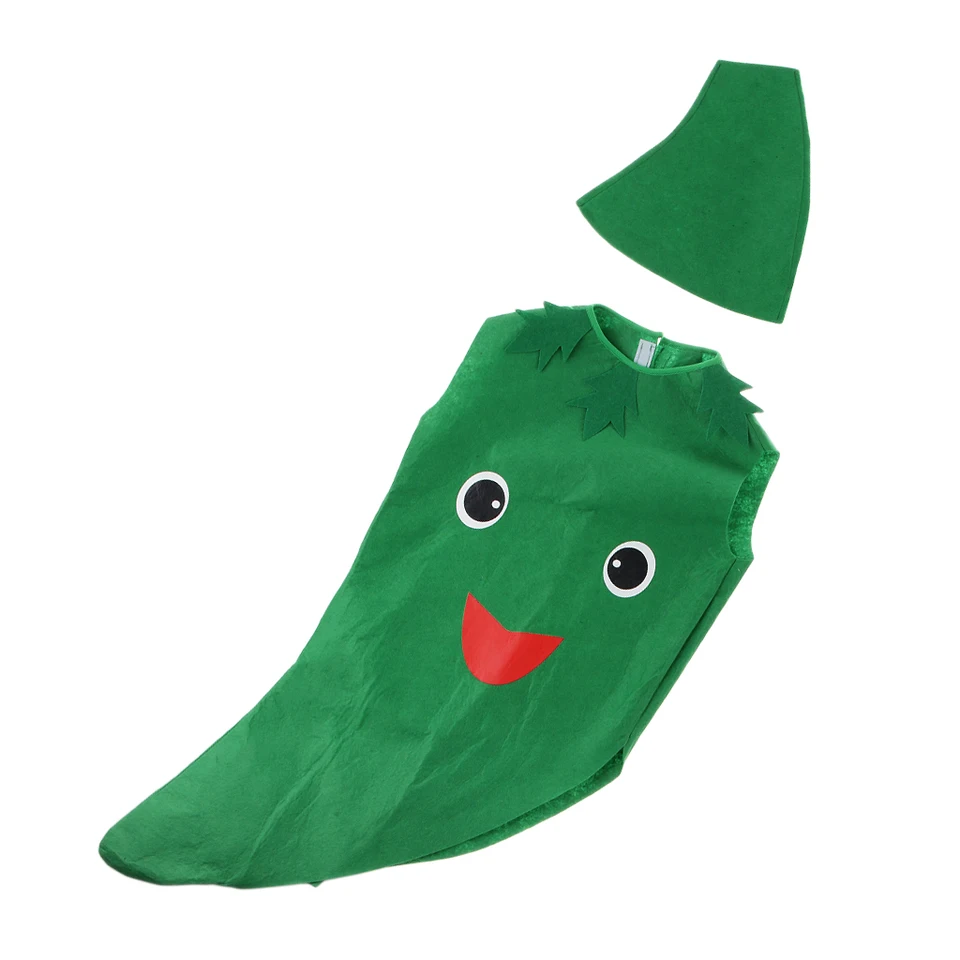 Kids Green Pepper Costume Nonwoven Fabric Vegetable Outfit Party Fancy Dress  - AliExpress 200000532