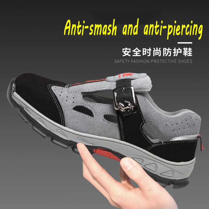 Cool Labor Shoes Sandals Men\'s Summer Light Breathable Deodorant Steel Casual Anti-smash Anti-slip Women Work Safety Shoes 45 46