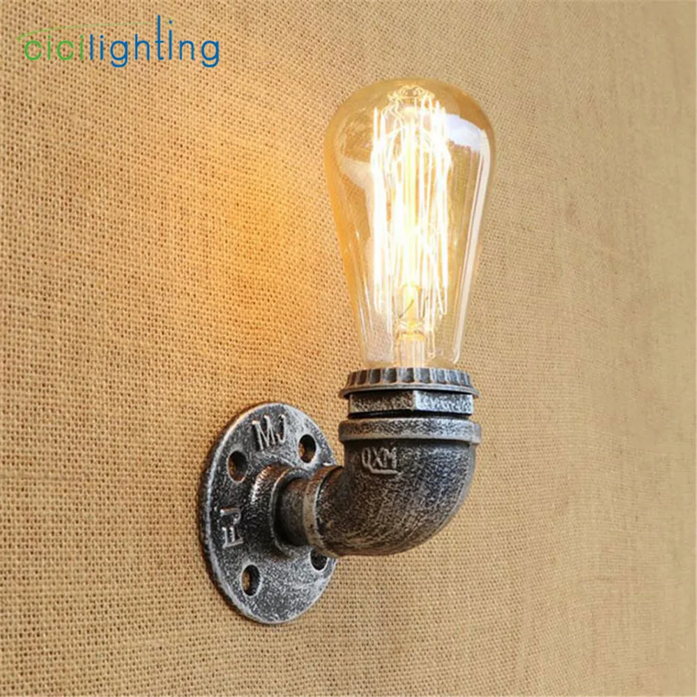 Steampunk Loft Pipe Retro Wall Lamp Black Brown Bronze Silver Pipe Wall Lighting cicilighting