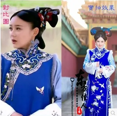 

TV Play Palace Lock LianCheng The Palace Seiries - the Lost Daughter Actress LianCheng Blue Butterfly Costume w White Fur Collar