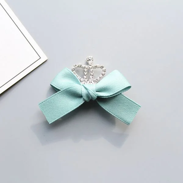 Boutique 30 pcs แฟชั่นน่ารัก Glitter Tiaras Hairpins โบว์ Kawaii Solid อัญมณีมงกุฎ Bowknot คลิปผมเจ้าหญิง Headwear