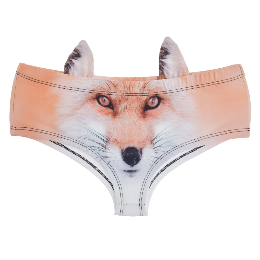 2017 New fashion 3D Printed British Kittty Animal Fox  Sexy Underwear Women Calcinha Feminina  Culotte Femme With Ears