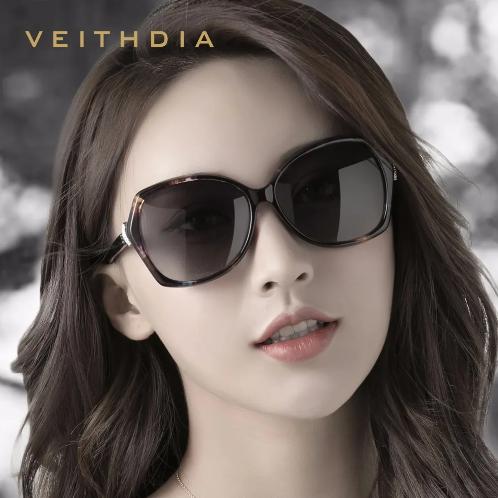 VEITHDIA Retro Women Fashion Sun Glasses Polarized Luxury Crystal Ladies Designer Outdoor Sunglasses Eyewear For Female V3027