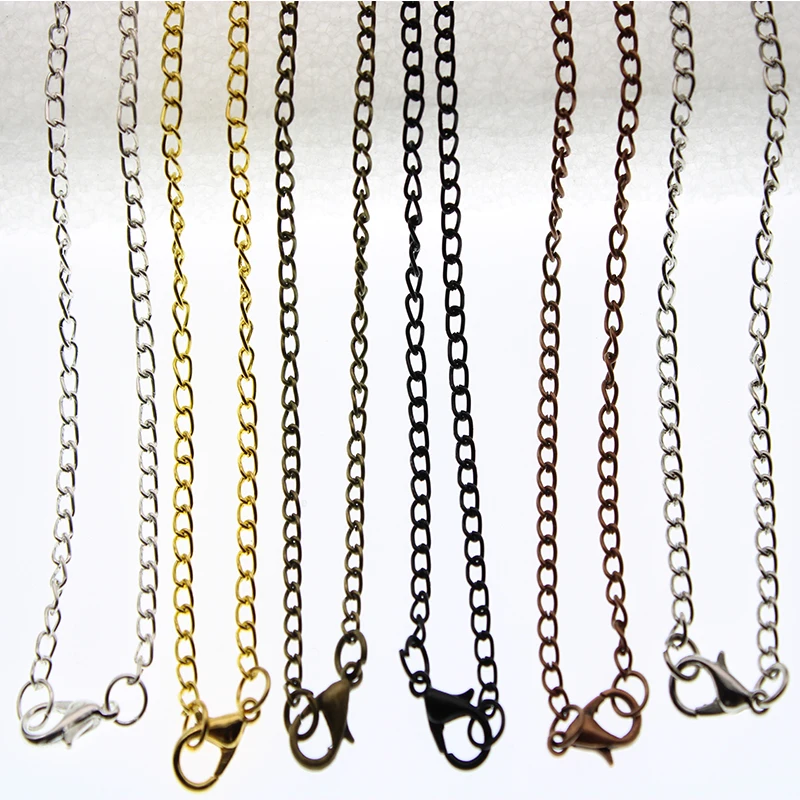 10PCS Black Gold Color Twisted Chains Necklaces 60cm Length Chains Clasp Accessories for DIY Jewelry Making Bulk Wholesale