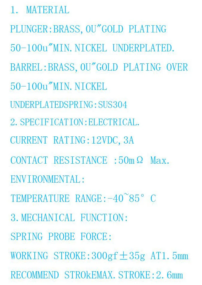 Tangda pogo pin connector DHL/EMS D5.8*16.5mm 3A Large current spring probe M3 thread Spring thimble probe Test positioning pin