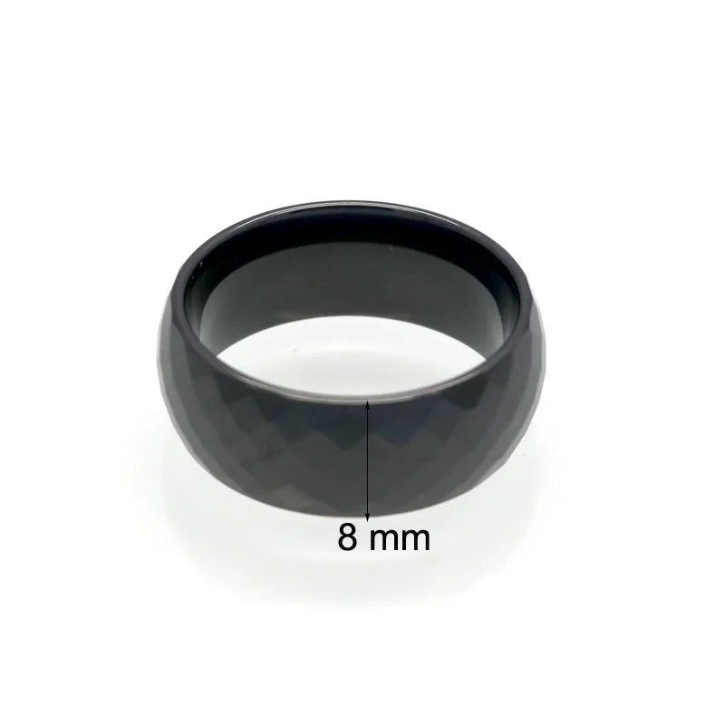 8MM Wide Rings Comfort Fit Multi Faceted Women White Black Ceramic Ring Engagement Brand Ceramic Jewelry Bague Ceramic Femme