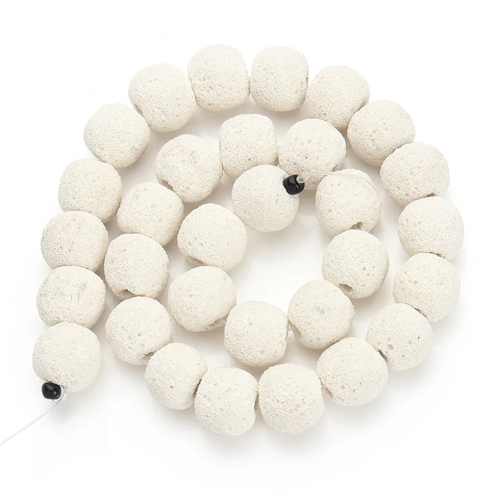 10-16mm Natural Round Matte White Lava Rock Stone Beads For Jewelry Making Beads Bracelets 15'' Needlework DIY Beads Trinket