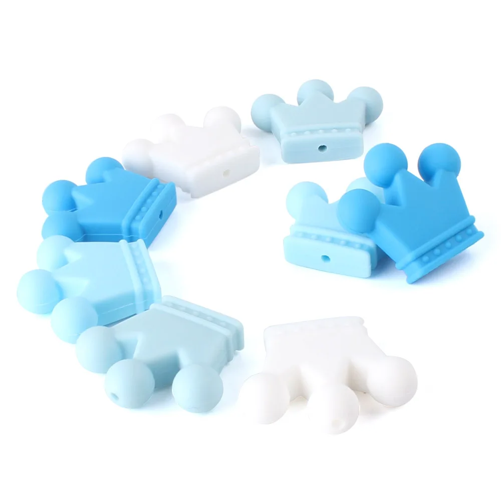 5pcs 35mm Food Grade Crown Silicone Beads Teether Rodents Baby Teething Toy DIY Teethers Necklace Nursing Pacifier Accessories