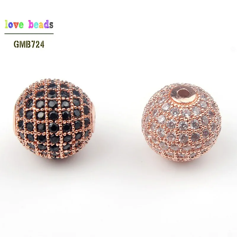 Modische Metall-Messing-Mikro-Pavé-Kristall-CZ-Rundperlen für Schmuck-DIY-Armbandherstellung 3 Stück/Set – Detail 5