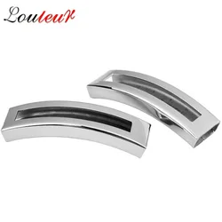 LOULEUR 5pcs/lot Stainless Steel Curved Tube Beads Connectors Fit Flat Leather Cord Spacer Tubes Bead Bracelet Jewelry Making