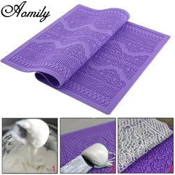 Aomily Wedding Cake Silicone Flower Lace Fondant Mold Mousse Brim Decor Sugarcraft Icing Mat Pad Home Pastry Baking Tool Supplie