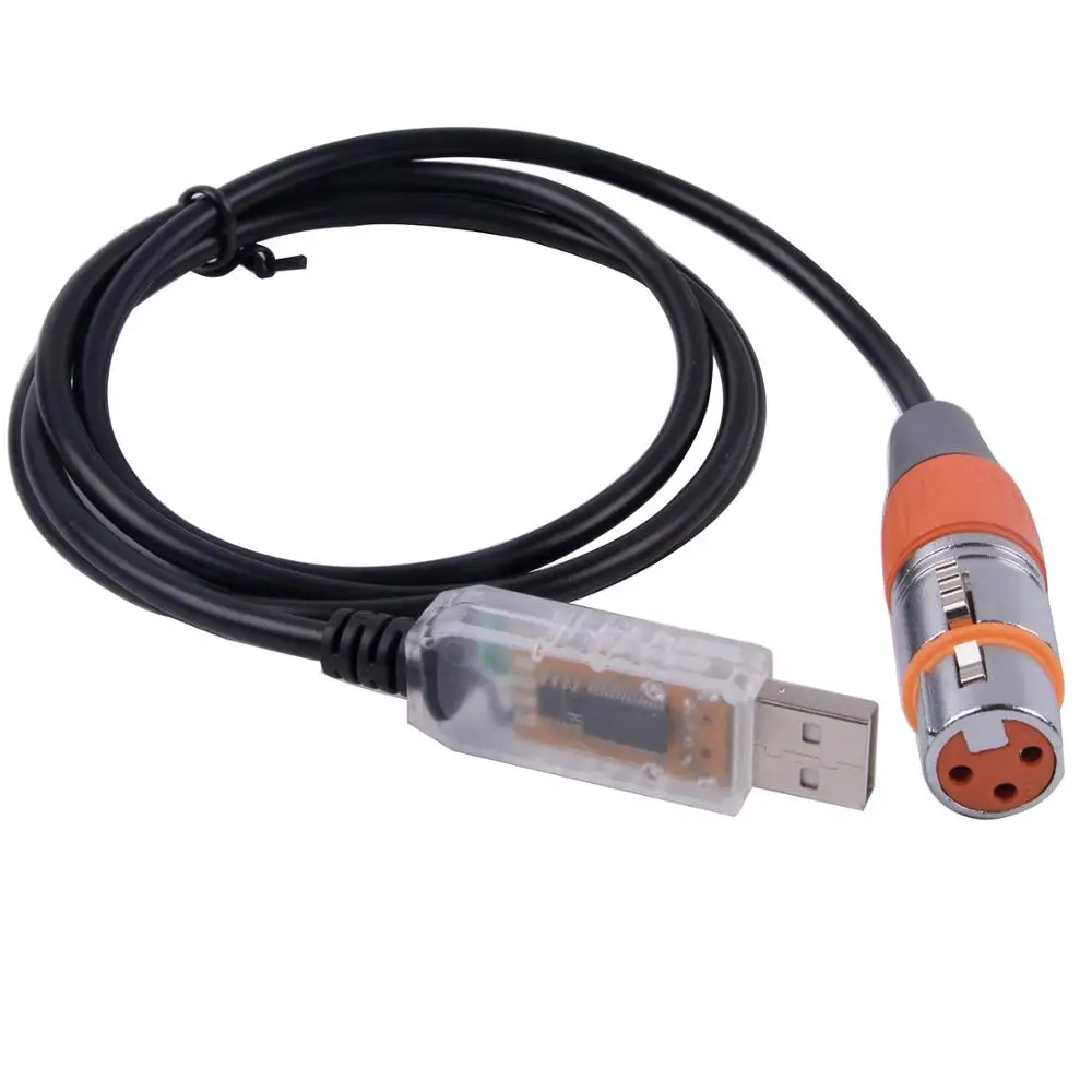 USB to DMX Interface Adapter Cable 3/6 /10/ 12ft Length Stage Light PC DMX512 Controller Dimmer DMX USB Signal Conversion Cable