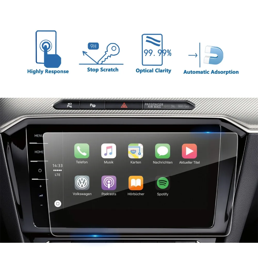 RUIYA Screen Protector For Passat B8 9.2 Inch 2018 Car Navigation Touch Center Display Screen Auto Interior Protect Accessories