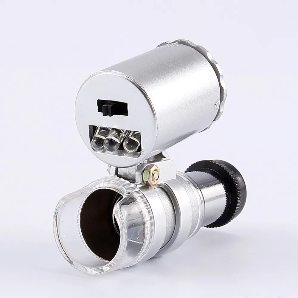 60x Mini Pocket LED UV Jewellers Loupe Microscope Glass Jewellery Magnifier Loupe Handheld Glass LED UV Light Magnifier