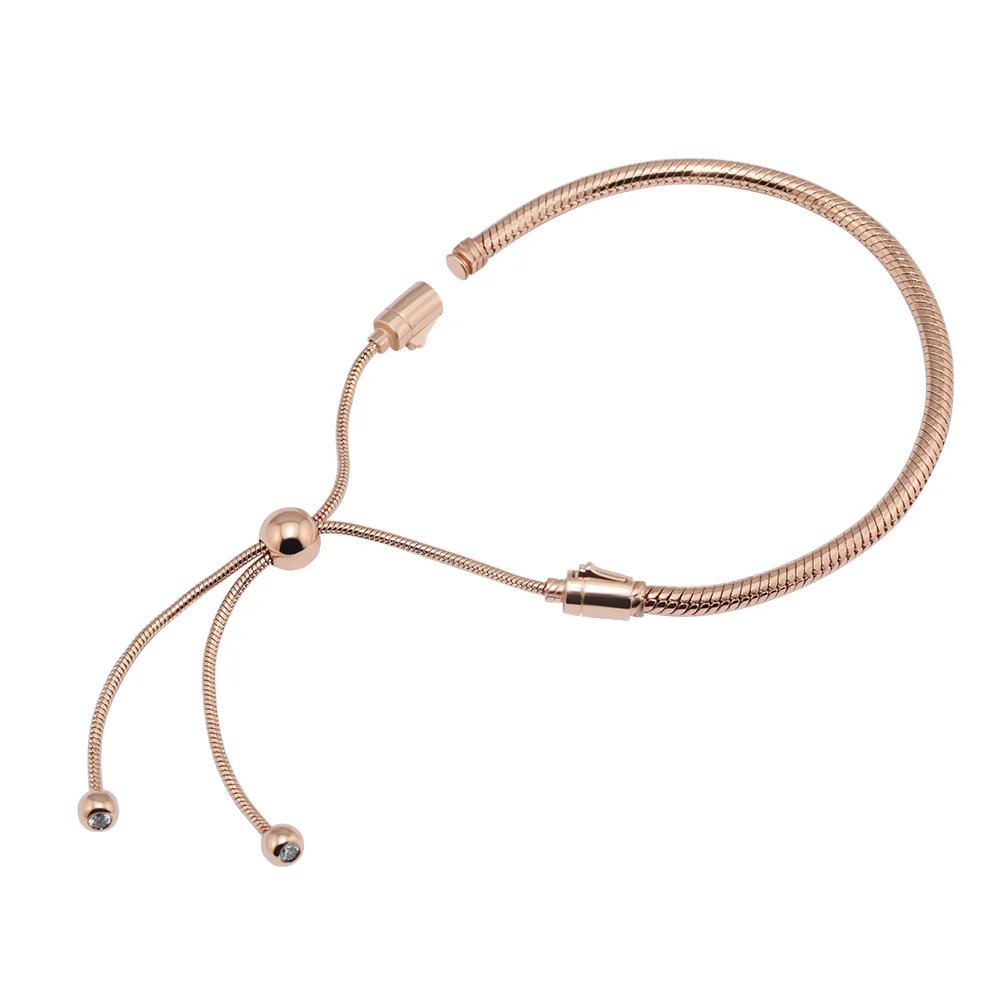 

Rose Gold Sliding Bracelets For Women Fit Original Beads For Jewelry Making European DIY fashion Bracelet