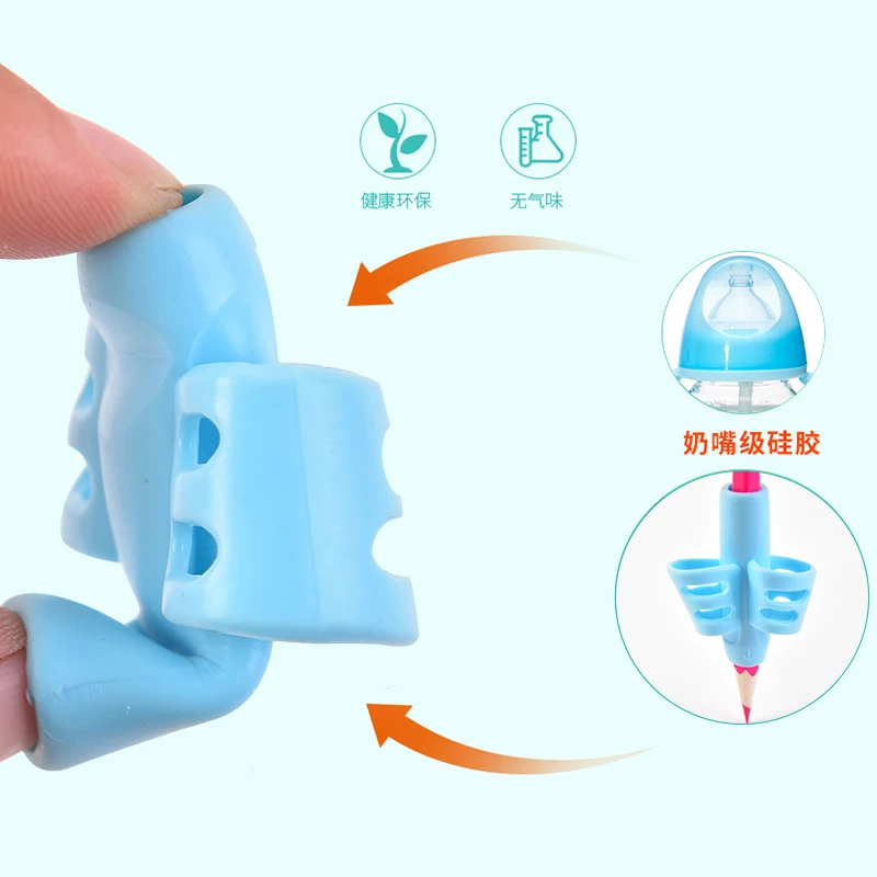 3pcs Two-Finger Grip Silicone Baby Learning Writing Tool Writing Pen Writing Correction Device Children Stationery Gift